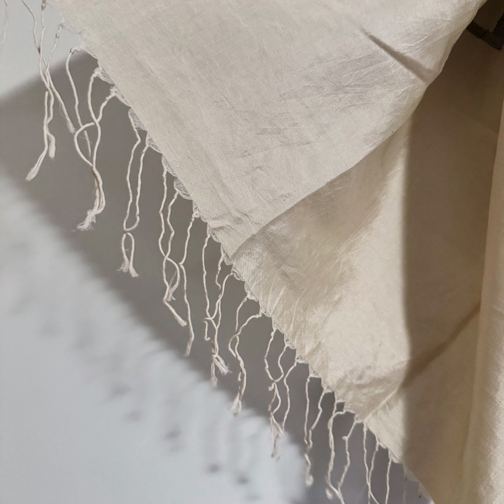 Eileen Fisher - Cream Silk Blend Scarf - Picture 3 of 4